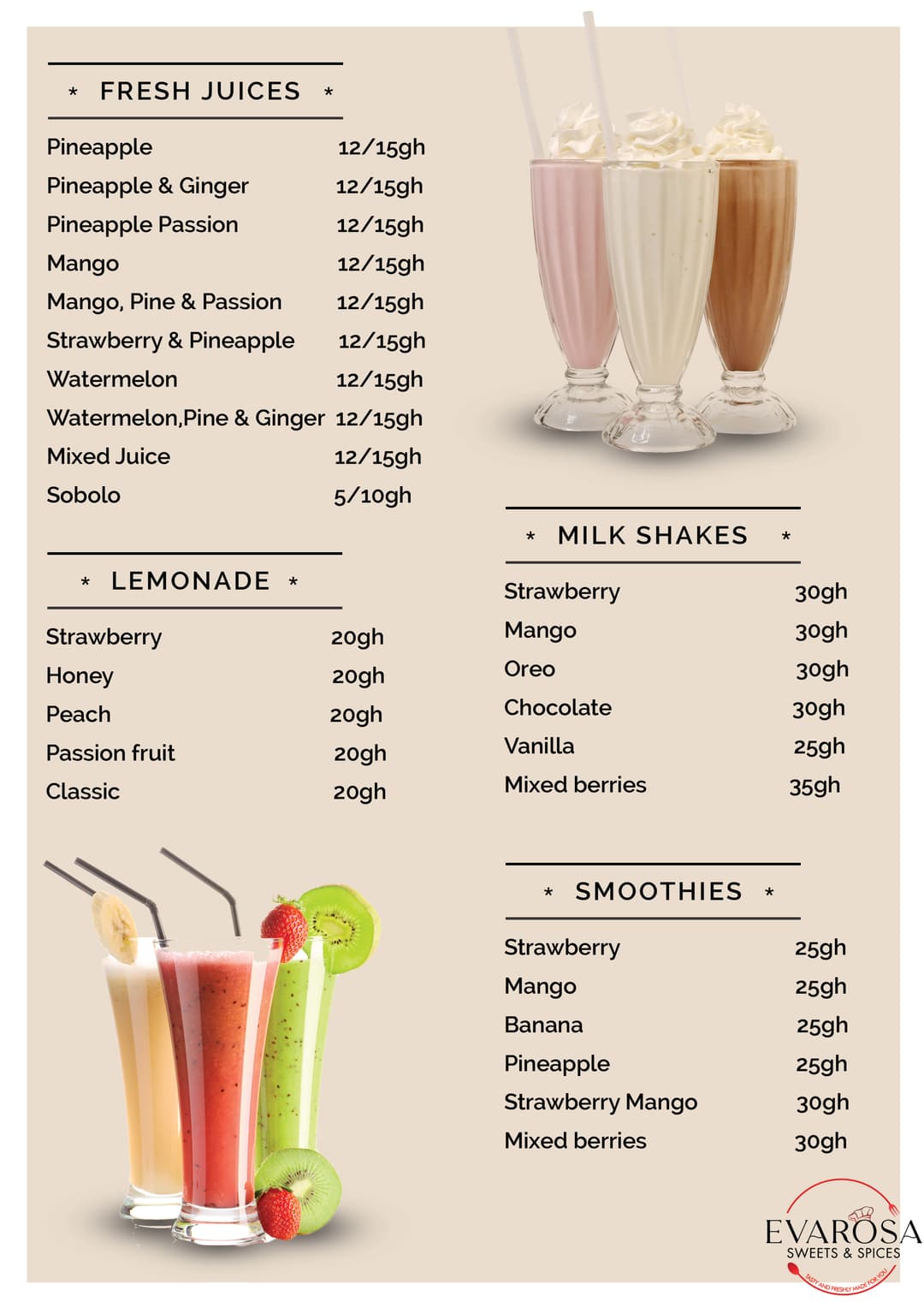 Beverages Menu