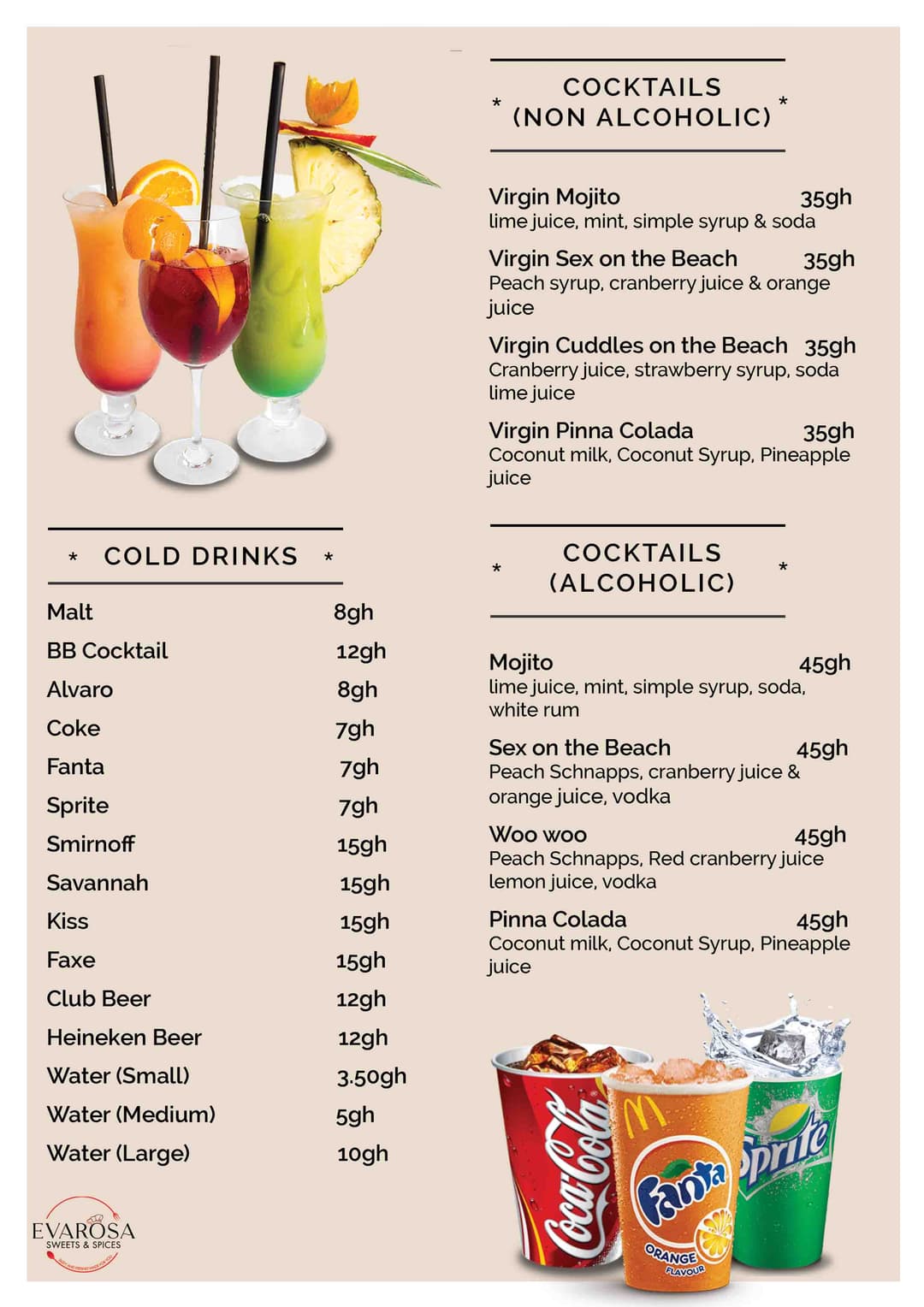 Cold Drinks Menu