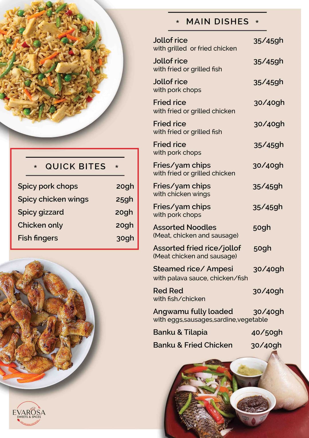 Main dish Menu